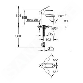 Grohe Wave Cosmopolitan - Mitigeur de lavabo, chrome 23204000