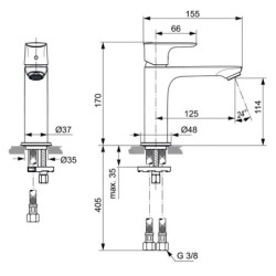 Ideal Standard Connect Air - Mitigeur de lavabo Grande Slim, Silver Storm A7015GN