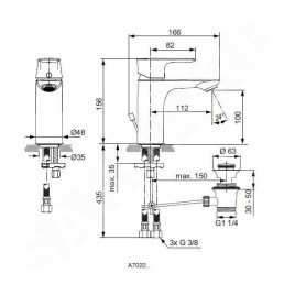 Ideal Standard Connect Air - Mitigeur de lavabo avec vidage, Silver Storm A7022GN