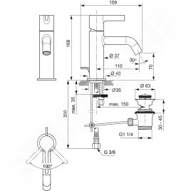 Ideal Standard Joy - Mitigeur de lavabo avec vidage, Silver Storm BC775GN