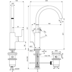 Ideal Standard Joy - Mitigeur de lavabo avec vidage, Silver Storm BC777GN