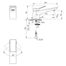 Ideal Standard Conca Tap - Mitigeur d'évier, Silver Storm BC754GN