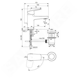 Ideal Standard CeraPlan - Mitigeur de lavabo avec vidage, BlueStart, chrome BD215AA