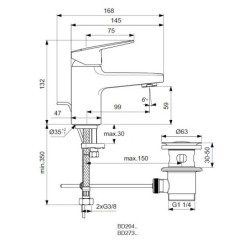 Ideal Standard CeraPlan - Mitigeur de lavabo Piccolo avec vidage, chrome BD273AA