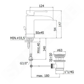 Paffoni Level - Mitigeur de lavabo avec vidage, inox LES065ST