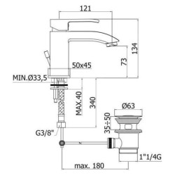 Paffoni Level - Mitigeur de lavabo avec vidage, inox LES075ST