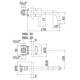 Paffoni Light - Mitigeur de lavabo encastré avec corps, installation de 2 trous, blanc mat LIG006BO70