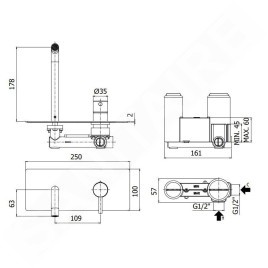 Paffoni Light - Mitigeur encastré avec corps,doré brossé LIG105HGSP