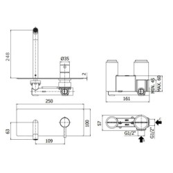 Paffoni Light - Mitigeur encastré avec corps, chrome LIG106CR