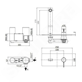 Paffoni Rock - Mitigeur de lavabo encastré avec corps, inox RO104ST