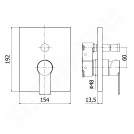 Paffoni Tango - Mitigeur encastré pour 2 sorties, inox TABOX015ST/M