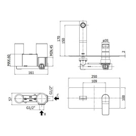 Paffoni Tilt - Mitigeur de lavabo encastré avec corps, inox TI104ST