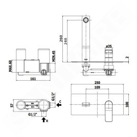 Paffoni Tilt - Mitigeur de lavabo encastré avec corps, inox TI106ST