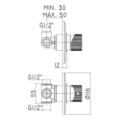 Paffoni Jo - Mitigeur de douche encastré avec corps, chrome JO010CR
