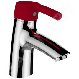 Laufen Curvepro - Mitigeur de lavabo à levier, chrome/rouge HF918570022001