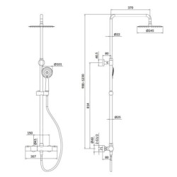 Cersanit City - Set de douche avec thermostat, diamètre 25 cm, 3 jet, chrome S951-340