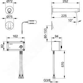 Keuco IXMO - Mitigeur de lavabo électronique encastré, alimentation réseau, chrome 59517011101