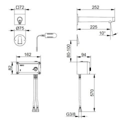 Keuco IXMO - Mitigeur de lavabo électronique encastré, alimentation réseau, chrome 59517011102