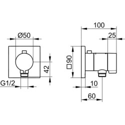 Keuco IXMO - Mitigeur thermostatique encastré, avec raccordement de douche, noir mat 59554370002