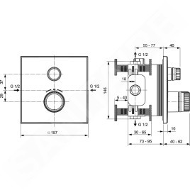 Ideal Standard CeraTherm Navigo - Mitigeur de douche thermostatique encastré, Silver Storm A7301GN