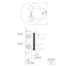 Steinberg 100 - Mitigeur thermostatique encastré pour 2 appareils, chrome 100 4133 3