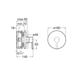 Roca Naia - Mitigeur de douche encastré, chrome A5A2B96C00