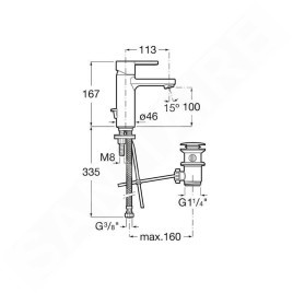 Roca Naia - Mitigeur de lavabo avec vidage, Cold Start, chrome A5A3096C00