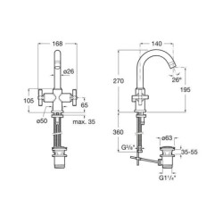 Roca Loft - Mitigeur de lavabo avec vidage, chrome A5A3043C00