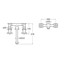 Roca Carmen - Mitigeur de lavabo, installation 3 trous, chrome A5A474BC00