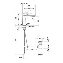 Duravit Tulum - Mitigeur de lavabo avec vidage, chrome TU1020001010