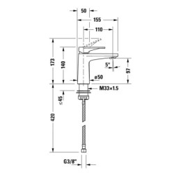 Duravit Tulum - Mitigeur d'évier, FreshStart, chrome TU1011002010