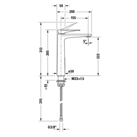 Duravit Tulum - Mitigeur de lavabo, noir mat TU1040002046