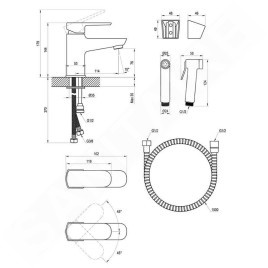 Ravak Robinetterie - Mitigeur de lavabo avec douchette de bidet, chrome X070165