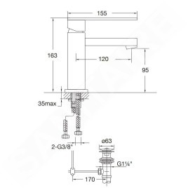 Steinberg 160 - Mitigeur de lavabo avec vidage, nickel brossé 160 1000 BN