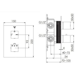 Steinberg 160 - Mitigeur thermostatique encastré, 2 sorties, nickel brossé 160 4133 3 BN
