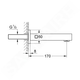 Grohe Eurocube - Bec de baignoire, Hard Graphite brossé 13303AL0