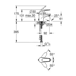 Grohe Euroeco - Mitigeur de lavabo, chrome 32881000