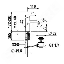 Laufen Lua - Mitigeur de lavabo ECO+, avec vidage, chrome H3110810041141