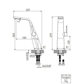 Steinberg 260 - Mitigeur de lavabo, nickel brossé 260 1700 1 BN