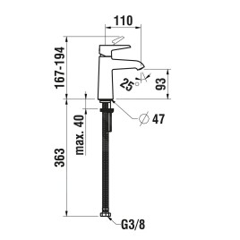 Laufen Pure - Mitigeur de lavabo, Eco+, chrome HF901702100000