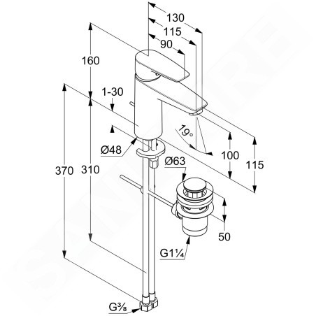 Kludi Pure&Solid - Mitigeur de lavabo, avec vidage, EcoPlus, chrome 342930575WR4