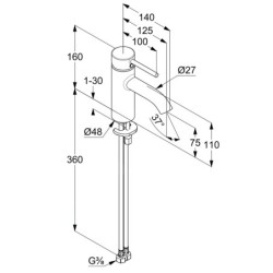 Kludi Bozz - Mitigeur de lavabo, EcoPlus, chrome 383890576WR4
