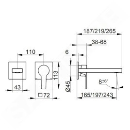 Keuco Edition 11 - Mitigeur de lavabo encastré, 2 trous, noir mat 51116370201