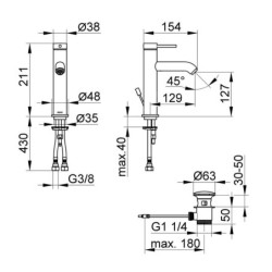 Keuco IXMO - Mitigeur de lavabo avec vidage, chrome 59501012001