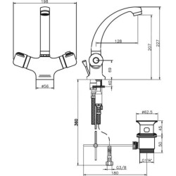 Novaservis Aquamat - Mitigeur thermostatique de lavabo avec garniture de vidage, chrome 2601,0