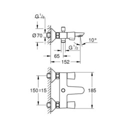 Grohe Costa L - Mitigeur de baignoire, chrome 25265001