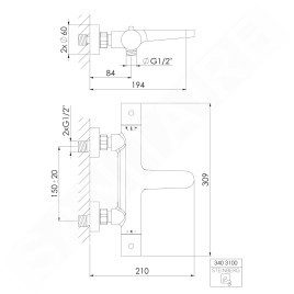 Steinberg 340 - Mitigeur thermostatique de baignoire, or brossé 340 3100 BG