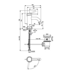 Ideal Standard Ceraline Nuovo - Mitigeur de lavabo avec bonde, BlueStart, noir soyeux BD756XG