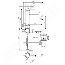 Ideal Standard Ceraline Nuovo - Mitigeur de lavabo avec bonde, BlueStart, noir soyeux BD761XG