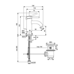 Ideal Standard Ceraline Nuovo - Mitigeur de lavabo avec vidage, chrome BD845AA